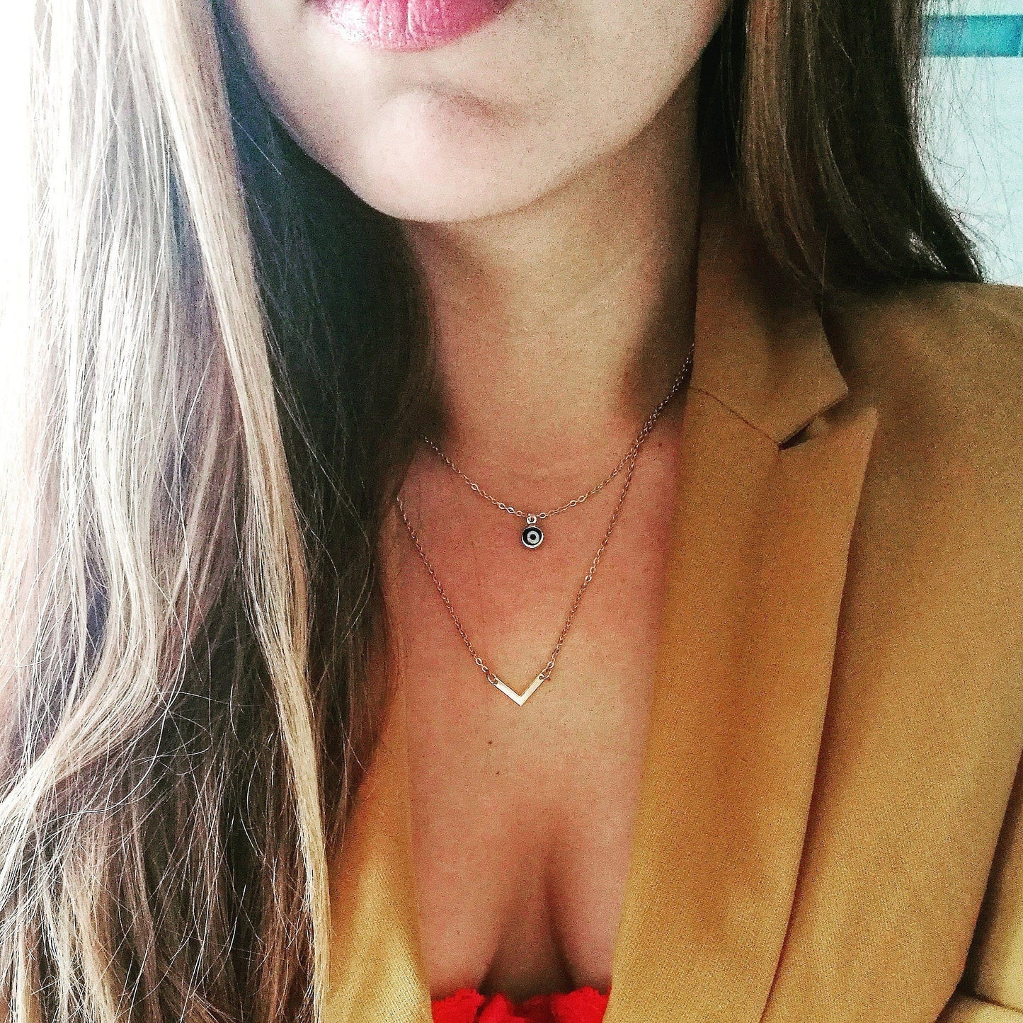 chevron en evil eye ketting