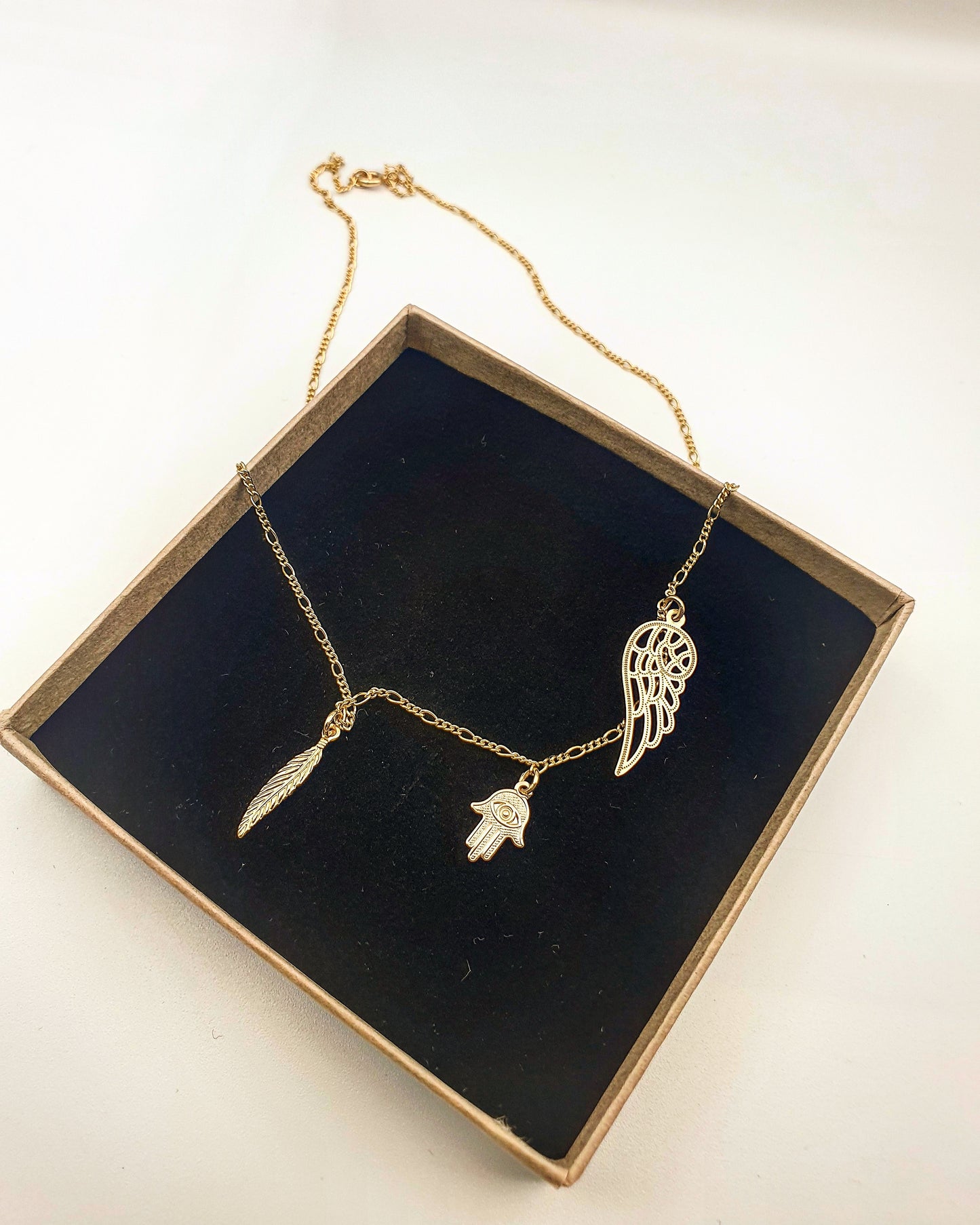 gouden ketting met 3 hangers naar keuze - lux & luz